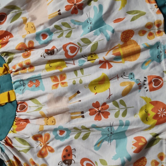 Colorful Toddler Tunic Dress with Ruffled Short Spring Easter Print - Picture 3 of 4